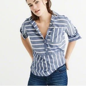 EUC Abercrombie Striped Blue Shirt Button S